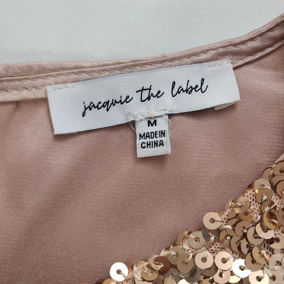 Jacquie The Label 3/4 Sleeve Rose Gold Sequin Crop Top Cocktail Party Size M - Picture 4 of 9